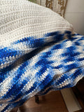 River, blue handmade afghan vintage