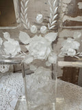 VINTAGE ETCHED FLORAL ORNATE CROSS STATUETTE