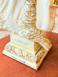 VINTAGE ORNATE BIRD PEDESTAL SHABBY CHIC CANDLE HOLDER DECOR