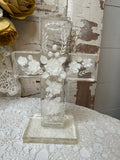 VINTAGE ETCHED FLORAL ORNATE CROSS STATUETTE