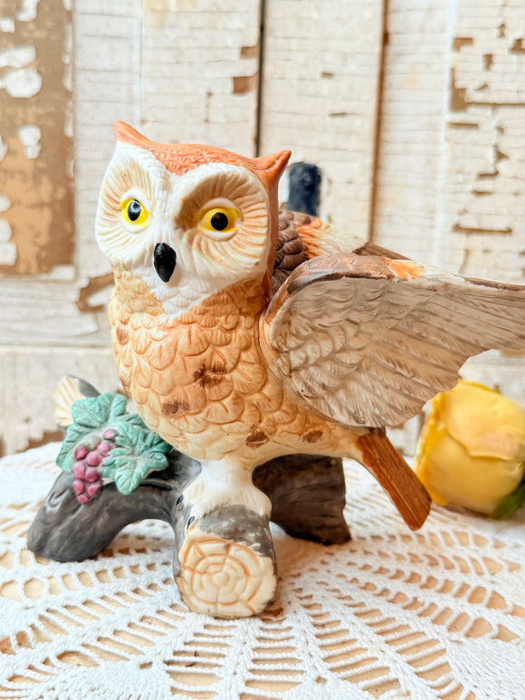ORNATE VINTAGE OWL STATUETTE