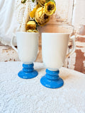 VINTAGE PAIR OF HALL BLUE AND WHITE IRISH COFFEE CUPS - 4 SETS AVAILABLE