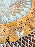 VINTAGE BRASS INTRICATE GLASS TRAY