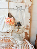 ANTIQUE GLASS HURRICANE OIL LAMP
