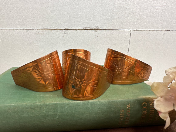 SET OF 4 COPPER NAPKIN RINGS