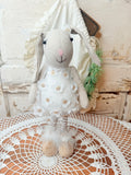 VINTAGE HANDMADE FLORAL BUNNY STATUETTE