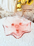 VINTAGE RARE XL PINK DEPRESSION FOOTED GLASS BOWL