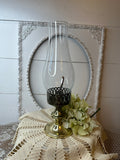 VINTAGE LARGE OIL LAMP WITH GOLD BASE AND FILIGREE