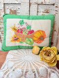 AMAZING HANDMADE VEGGIE BASKET THROW PILLOW VINTAGE