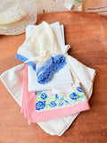 LOT OF VINTAGE LINENS - PINK AND BLUE