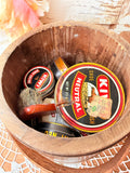 ANTIQUE SHOE FIRKIN BUCKET WITH POLISHES AND BRUSH
