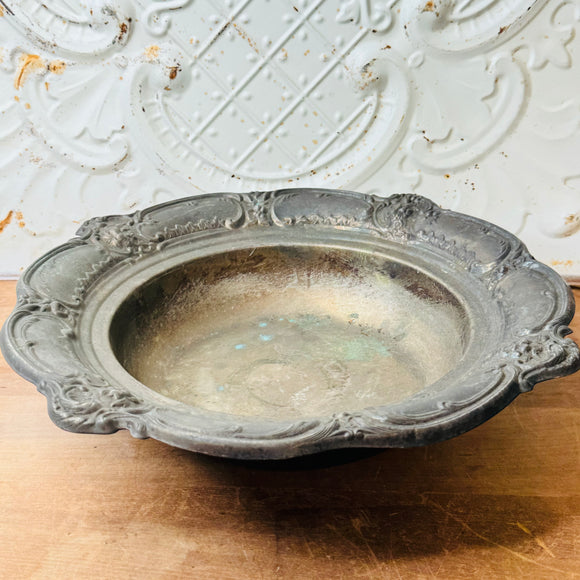 LARGE ANTIQUE SILVER DECORATIVE BOWL