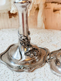 VINTAGE PAIR OF SILVER ORNATE CANDLESTICKS RARE