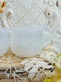 SET OF 4 MILK GLASS DETAILED CUPS