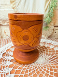 VINTAGE HAND CARVED WOOD DECOR MORTAR BOWL