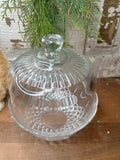 VINTAGE GLASS BOWL AND RARE RIBBED CLOCHE TOPPER