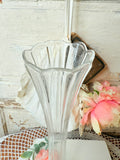 VINTAGE GLASS TALL SCALLOPED SWUNG VASE