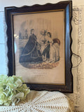 FRENCH VICTORIAN LITHOGRAPH ORNATE FRAMED ART