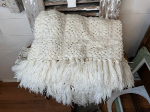 HANDKNIT TASSEL VINTAGE BLANKET