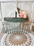 PERFECTLY PATINAD ANTIQUE GREEN RAKE DECOR - 2 AVAILABLE