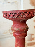 VINTAGE RED DETAILED LARGE CHIPPY CANDLE HOLDER