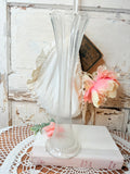 VINTAGE GLASS TALL SCALLOPED SWUNG VASE
