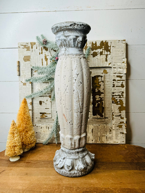 VINTAGE TALL TERRACOTTA CEMENT PILLAR CANDLE HOLDER - XL