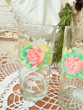 SET OF 3 VINTAGE GLASS ROSE JUICE CUPS