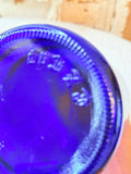 VINTAGE LARGE COBALT BLUE GLASS BOTTLE MARKED - 6 AVAILABLE