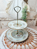 VINTAGE CURRIER AND IVES TWO TIERED PLATE TRAY