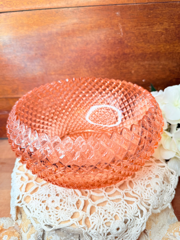 PINK MISS AMERICA DEPRESSION  GLASS SAWTOOTH LARGE VINTAGE BOWL
