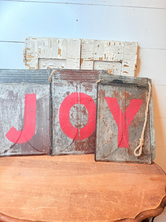 ANTIQUE TIN TILES GARLAND - JOY