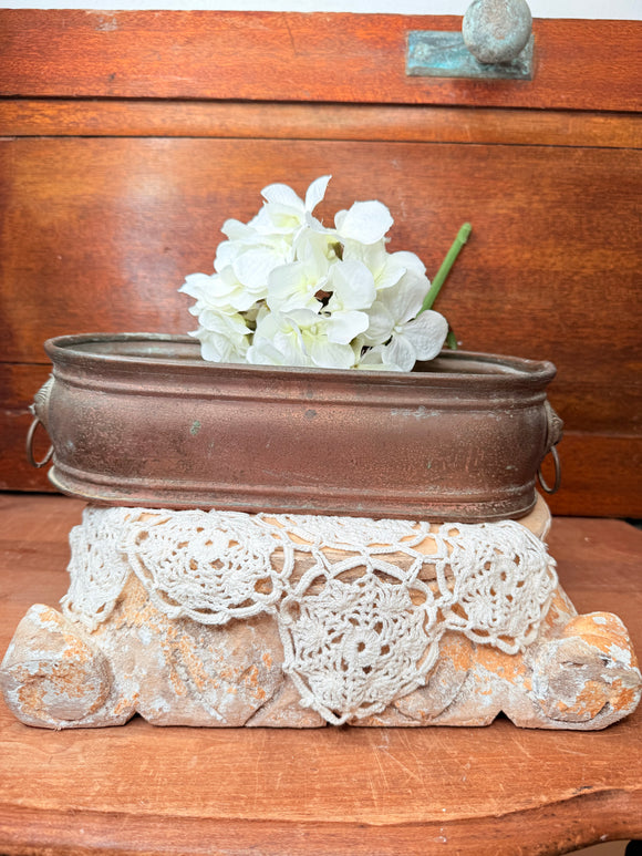 VINTAGE COPPER LION HEAD PLANTER
