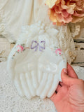 VINTAGE VICTORIAN FLORAL MILK GLASS HANDS DISH