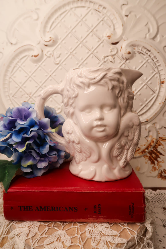 XL ANGEL BABY CHERUB VINTAGE PITCHER