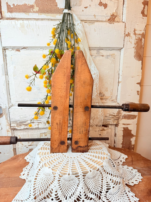 LARGE VINTAGE WOOD CLAMP TOOL DECOR - 2 AVAILABLE