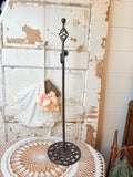 VINTAGE IRON STANDING WREATH HOLDER - BLACK