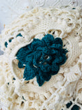 AMAZING RARE TEAL FLOWER ORNATE BLANKET