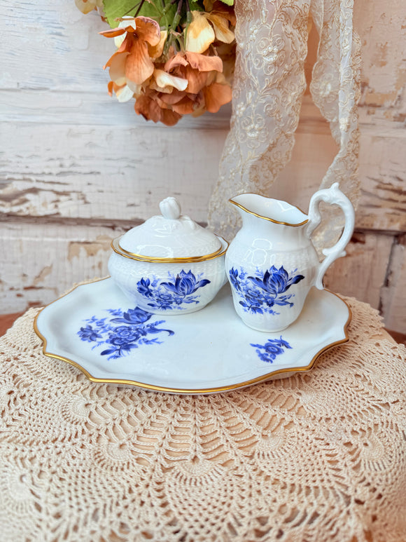VINTAGE RICHARD GINORI ITALY COBALT BLUE ITALY PORCELAIN 4 PIECE SET