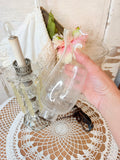 ANTIQUE CRYSTAL VICTORIAN STYLE TABLE LAMP WITH ETCHED GLASS