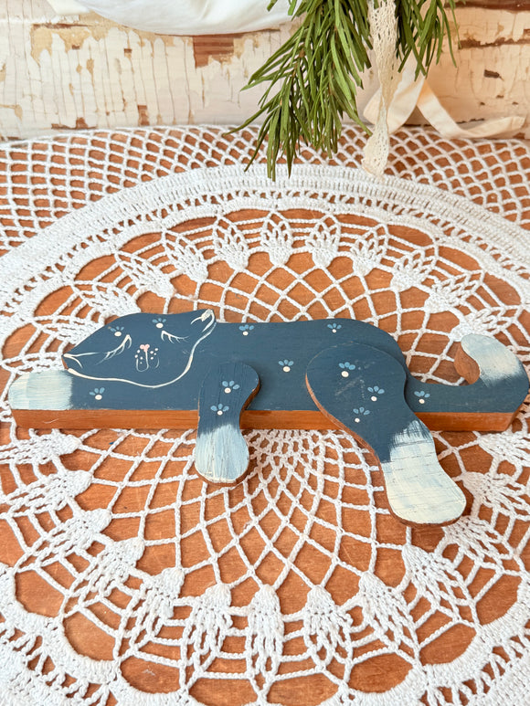 WOODEN CAT DOOR DECOR