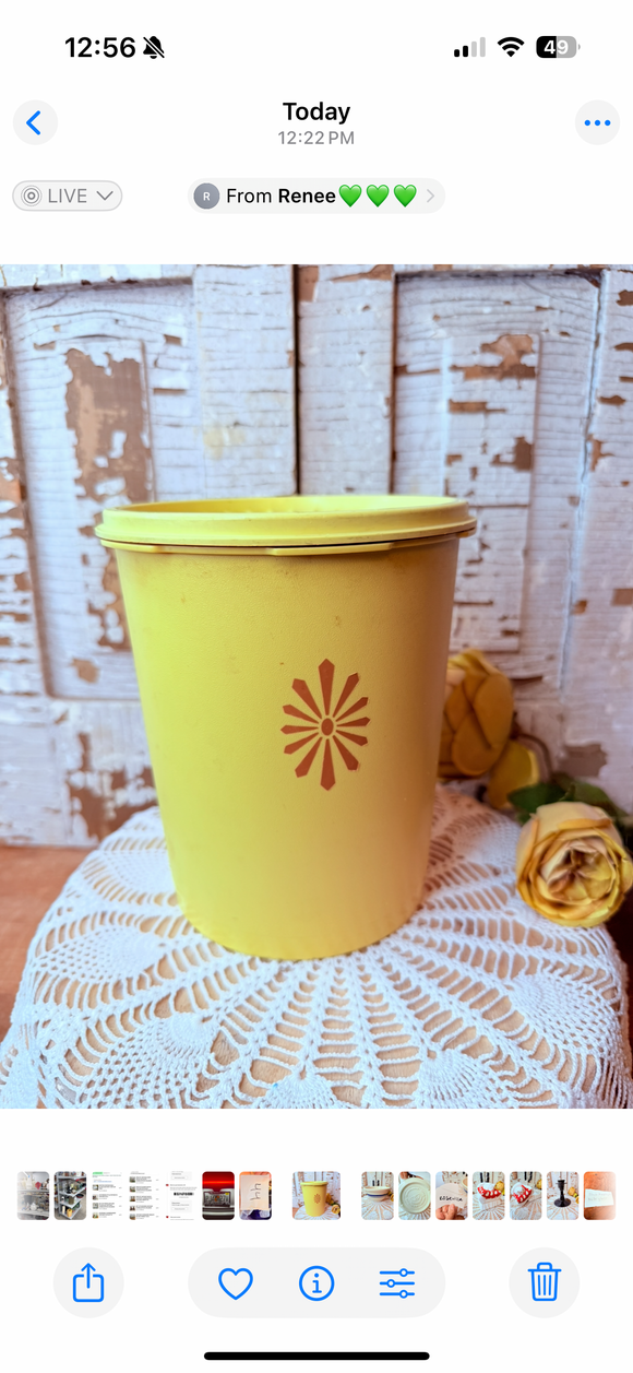 VINTAGE RETRO YELLOW TUPPERWARE CANISTER LARGE