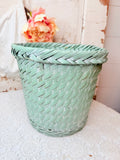 VINTAGE MINT GREEN WOVEN BASKET
