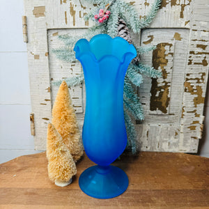 WESTMORELAND FROSTED BLUE LARGE SWUNG VASE