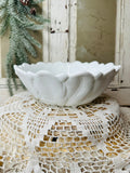 ORNATE DETAILED VINTAGE MILK GLASS FLORAL BOWL DISH