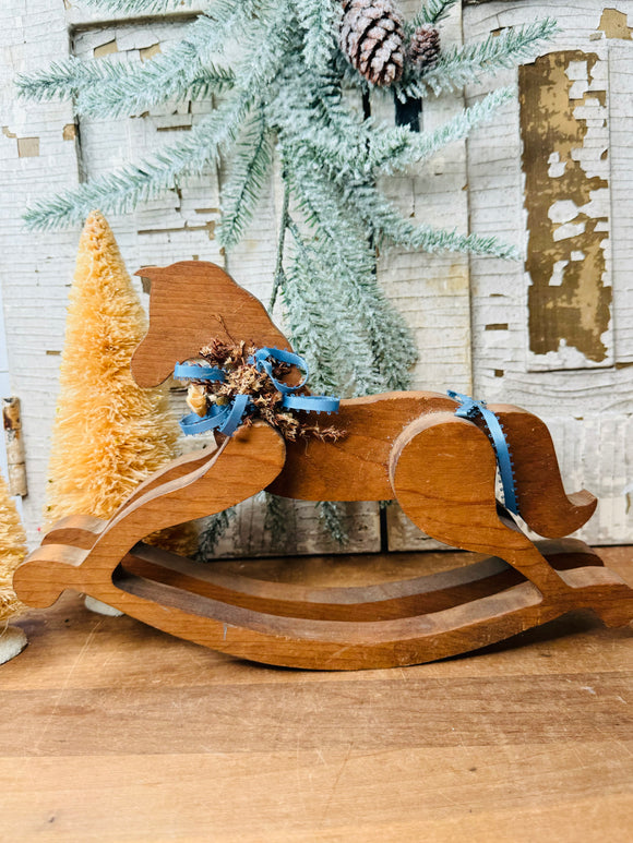 WOODEN VINTAGE ADORABLE ROCKING HORSE DECOR