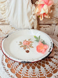 VINTAGE ROSE AMAZING ENAMEL PLATE