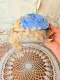 AMAZING HANDMADE BLUE FLORAL PETAL HAT VINTAGE