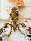 ANTIQUE VICTORIAN BRASS ELECTRIC WALL SCONCE - 2 AVAILABLE