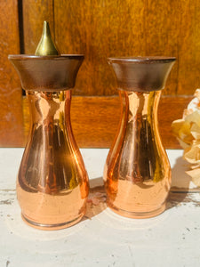 VINTAGE MID CENTURY COPPER SALT AND PEPPER SHAKERS